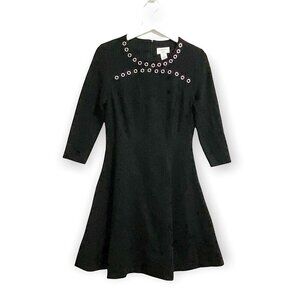 Carmen Marc Valvo Black Grommet Detail A line Dress, Size 2